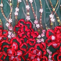 特种混合绣、盘带绣、绳绣、绳带绣